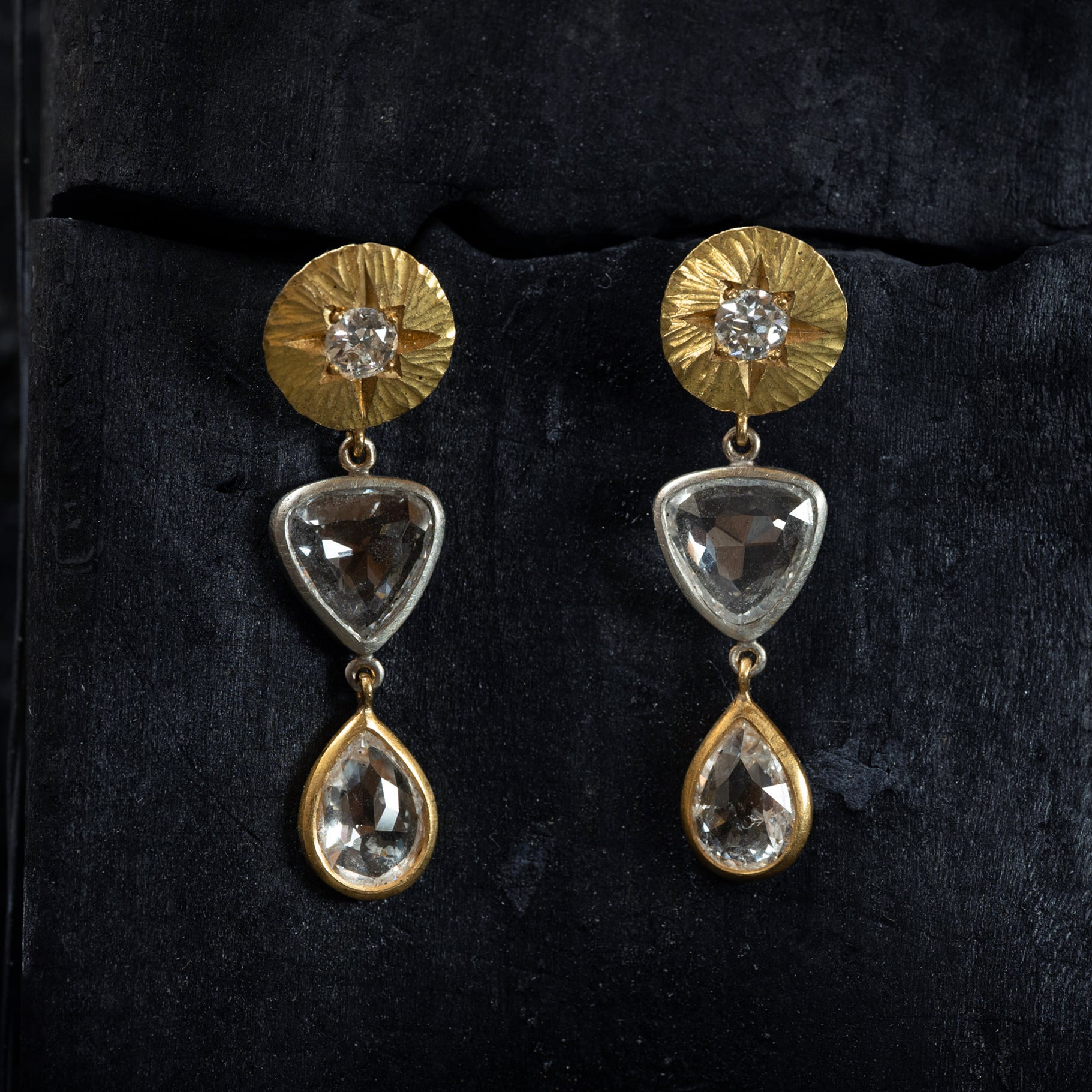 Rose Cut Diamond Earrings