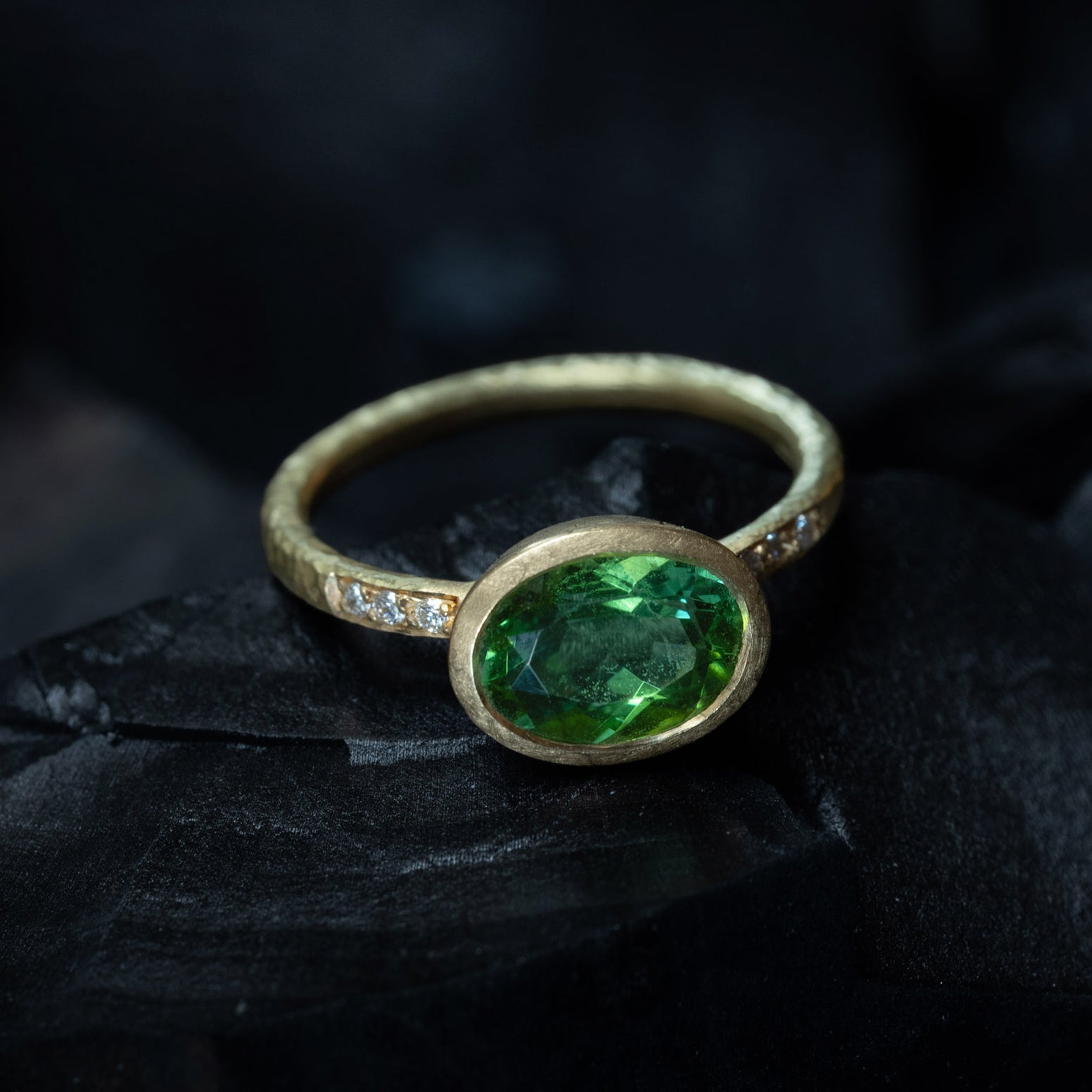 Gold Tourmaline and Diamond Ring