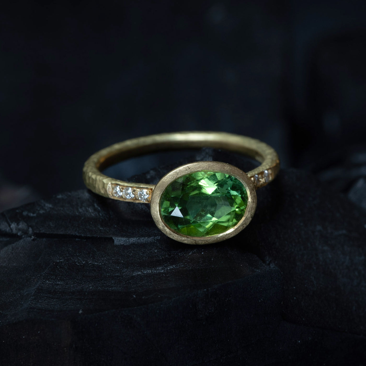 Gold Tourmaline and Diamond Ring