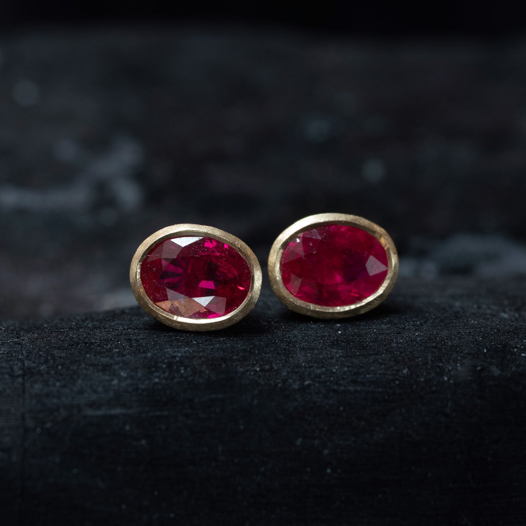 Oval Ruby Stud Earrings