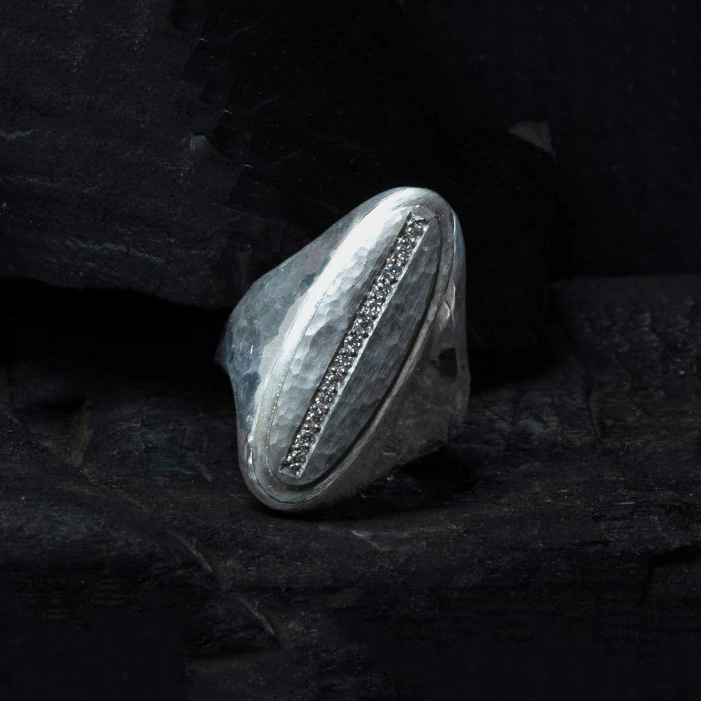 silver long signet ring