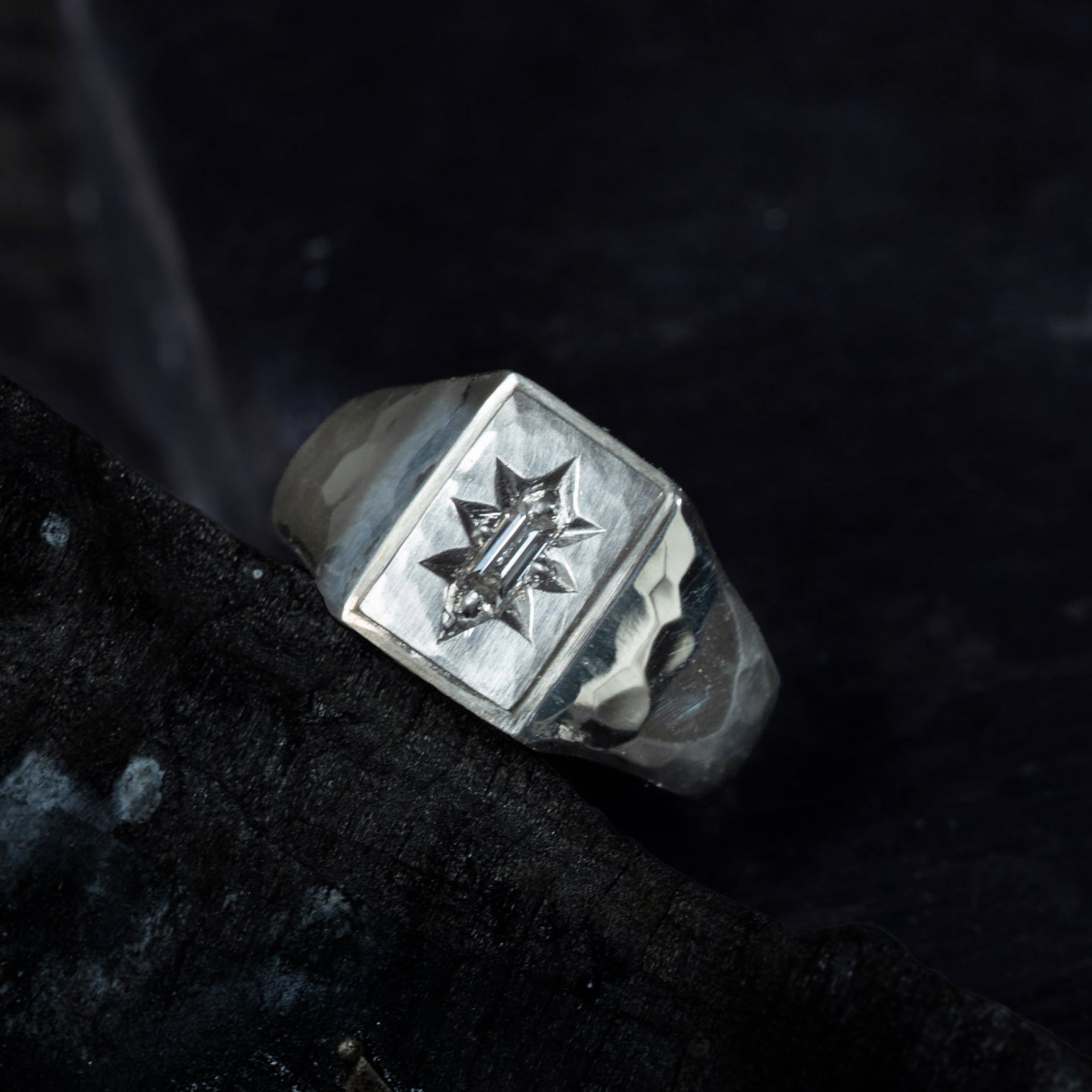 Baguette Grey Diamond Ring