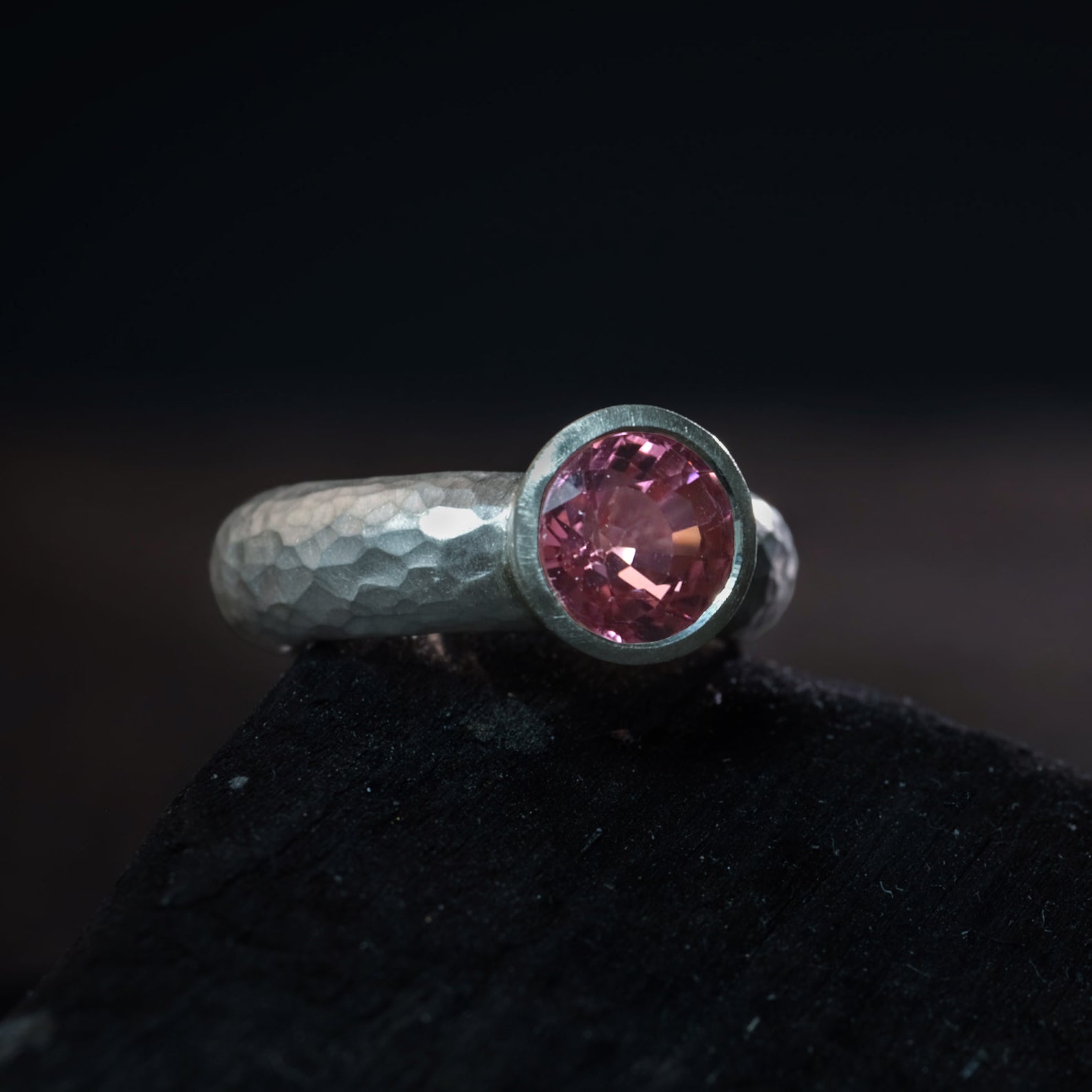 Silver Pink Sapphire Ring