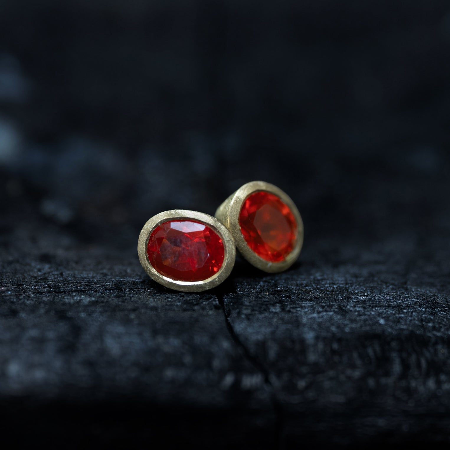 Fire Opal Stud Earrings