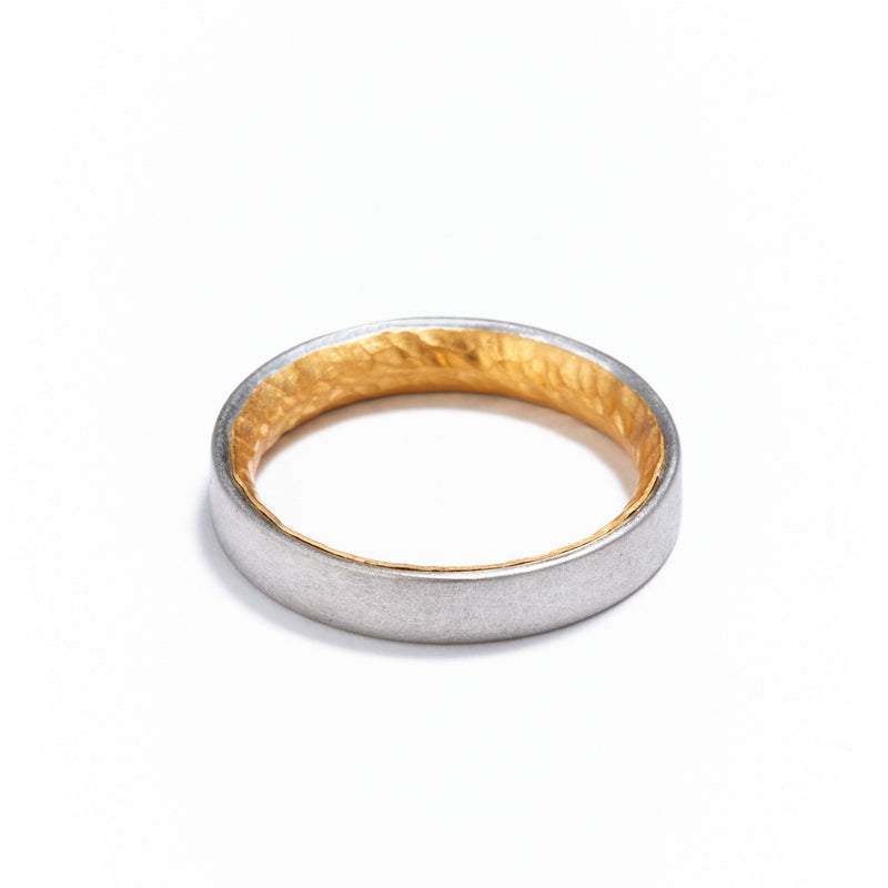 4mm Platinum and Gold D Shaped Ring