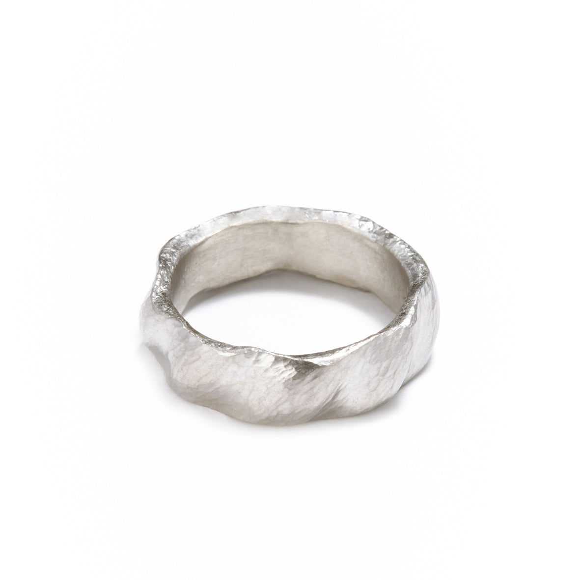 Wide Platinum Wave Ring