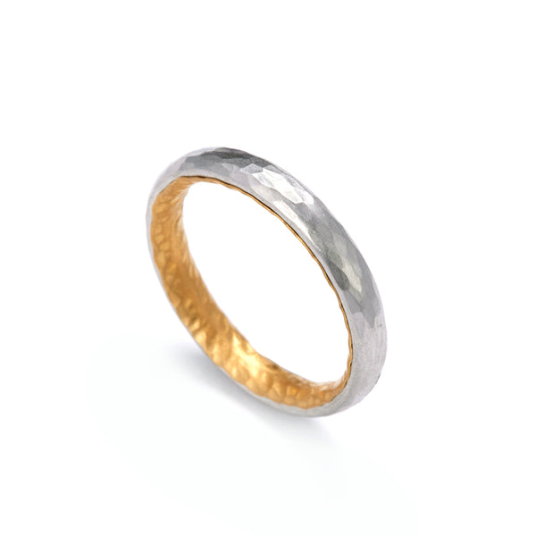 3mm Platinum and Gold Ring