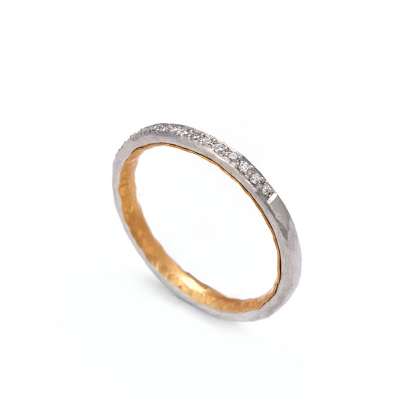 Platinum and Gold Channel Set Diamond Ring