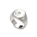 Hammered Silver Round Signet Ring