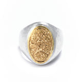 Silver and Gold Oval Engraved Singet Ring