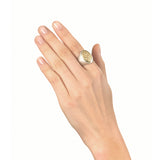 Silver and Gold Oval Engraved Singet Ring