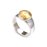 Silver with Round Gold Signet Ring