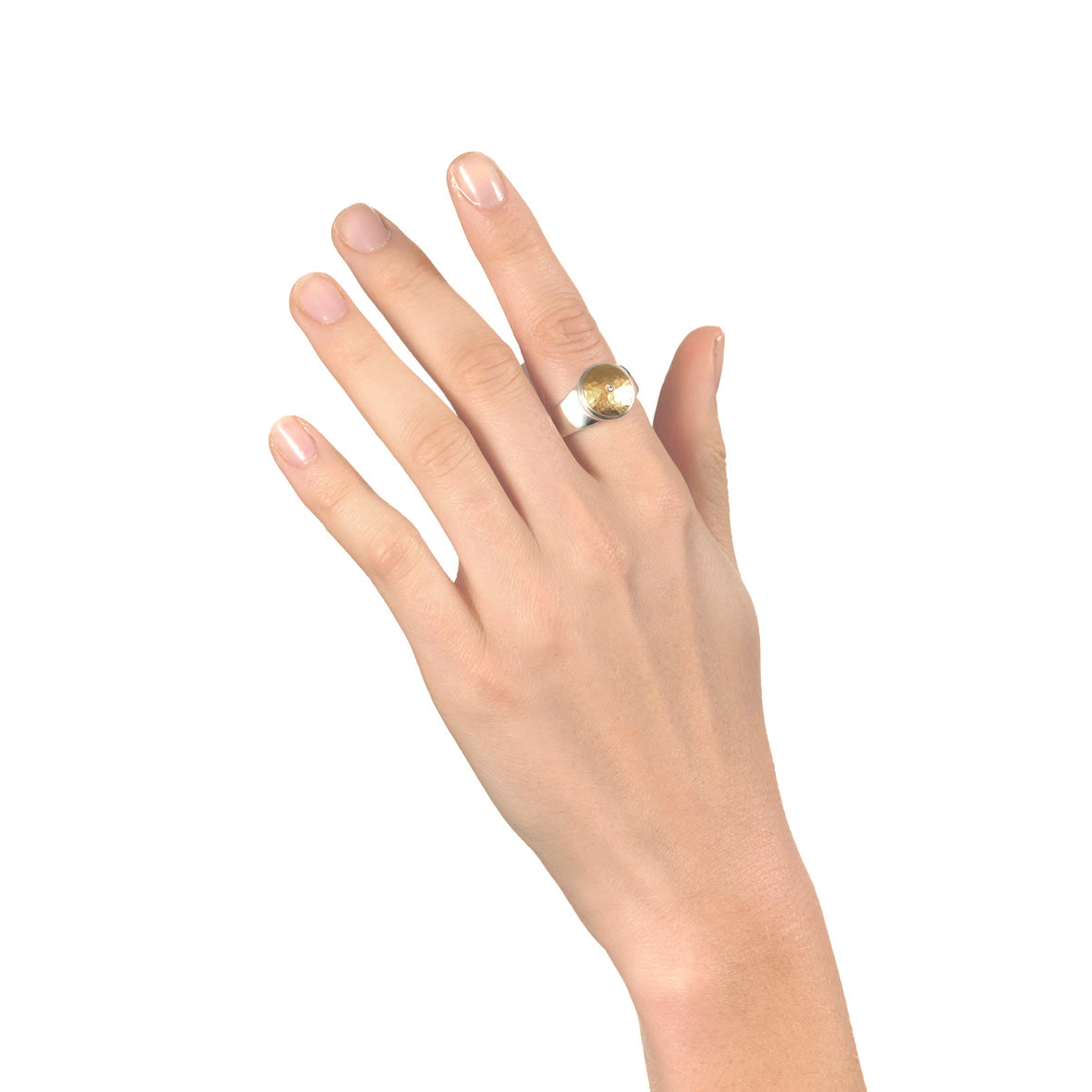 Silver with Round Gold Signet Ring