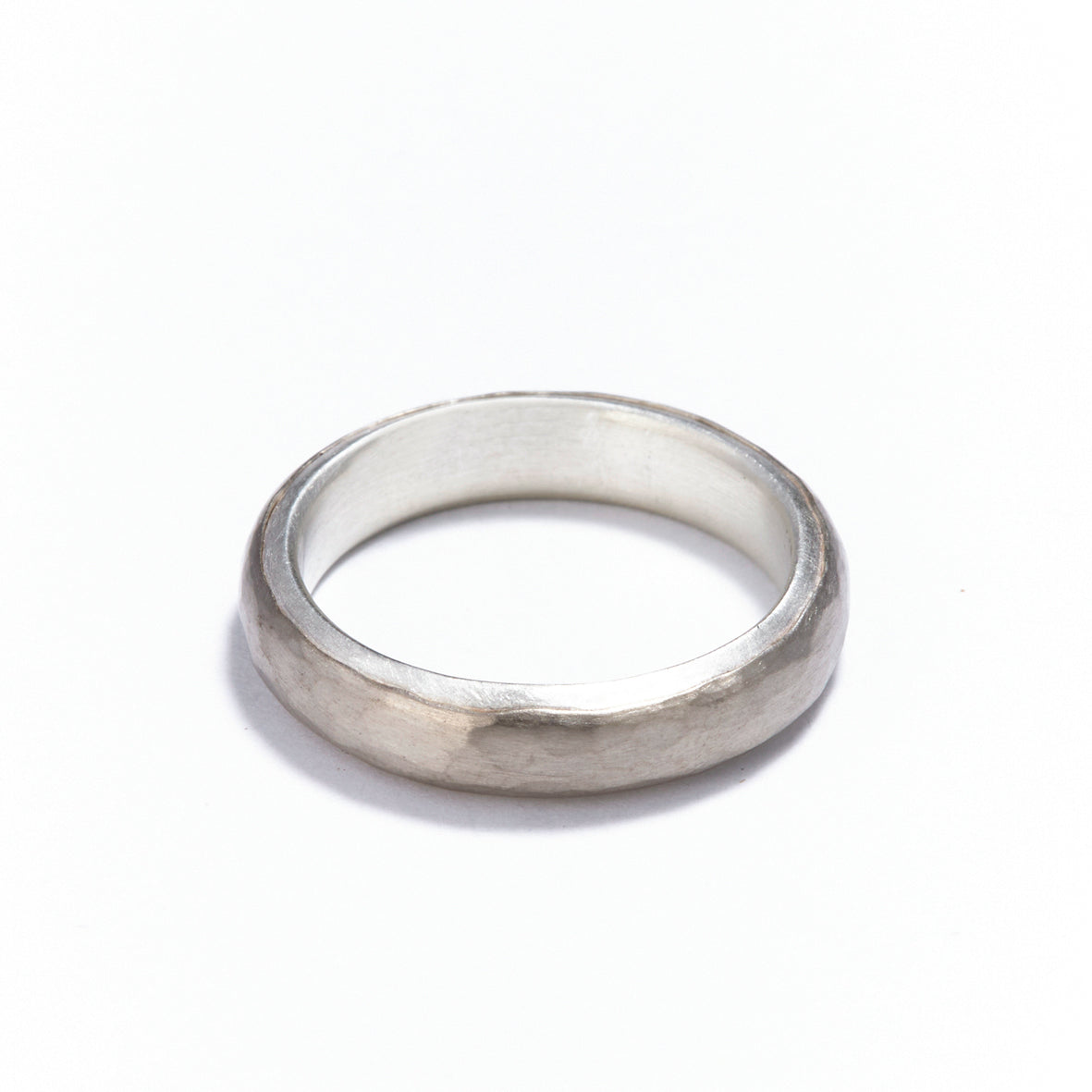 4mm Silver and White Gold with Diamond Ring