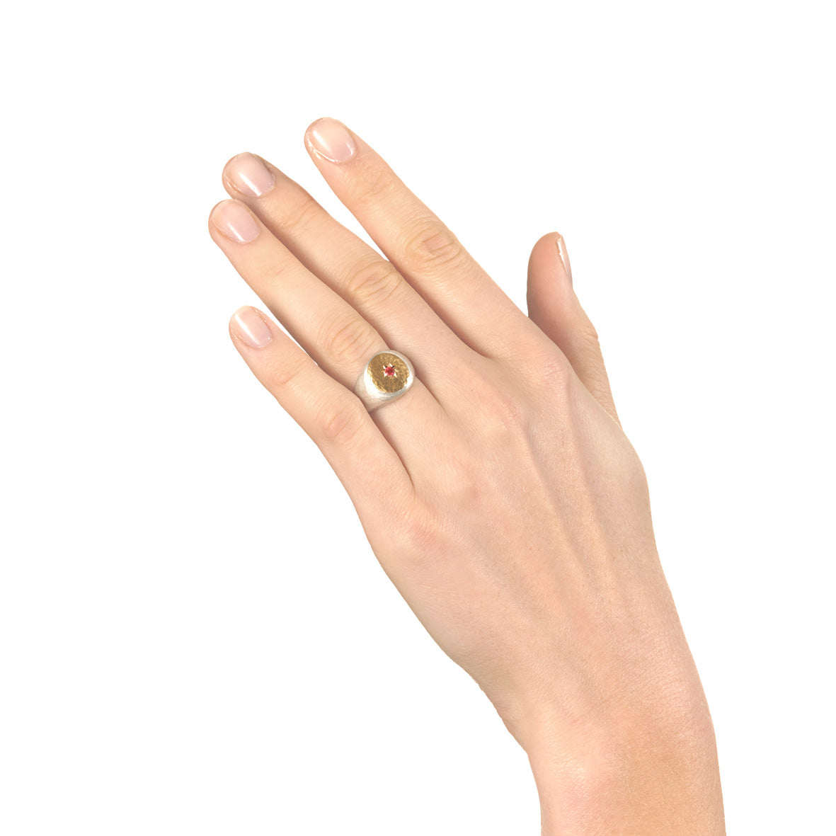 Siver and Gold Round Signet Ring