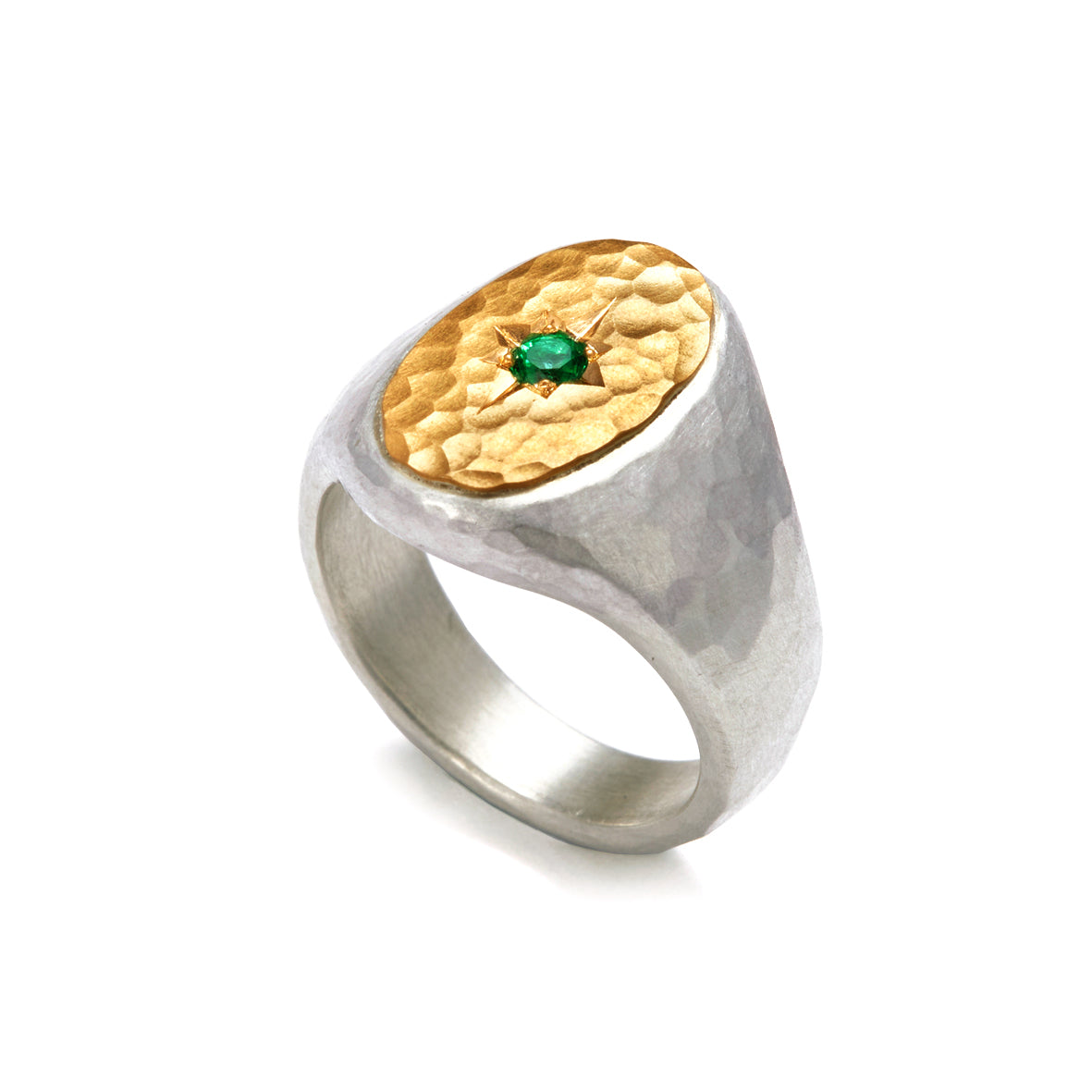 Silver and Gold Oval Signet Ring