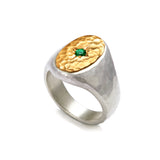 Silver and Gold Oval Signet Ring