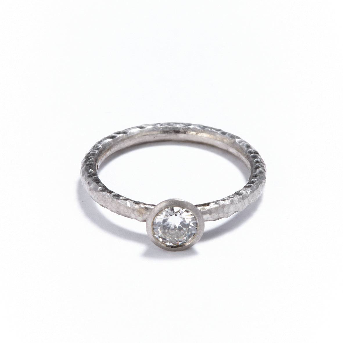 Pinched Platinum Diamond Ring