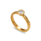 Gold Diamond Ring with Shoulder Diamonds