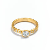 Gold Diamond Ring with Shoulder Diamonds