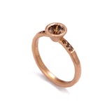 Cognac Diamond Rose Gold Ring with Shoulder Diamonds