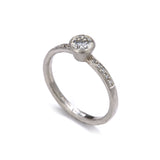 Platinum Diamond Ring with Shoulder Diamonds