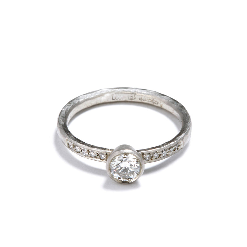Platinum Diamond Ring with Shoulder Diamonds
