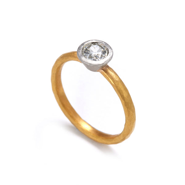 Gold and Platinum Old Cut Diamond  Ring