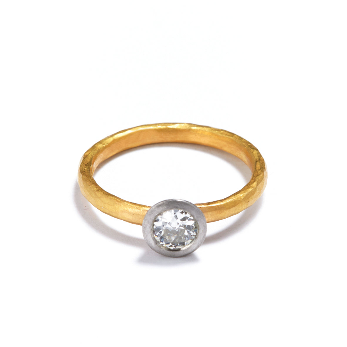 Gold and Platinum Old Cut Diamond Ring