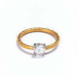 Pinched Gold and Platinum Claw Set Diamond Ring