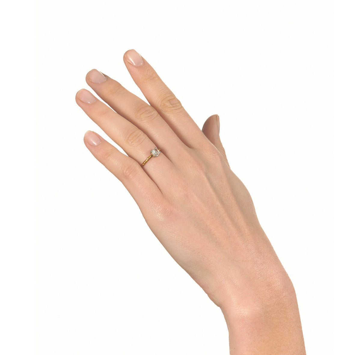 Pinched Gold and Platinum Claw Set Diamond Ring