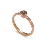 Rose Gold Cognac Diamond Ring with Shoulder Diamonds