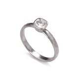 D Shaped Platinum Cushion Cut Diamond Ring