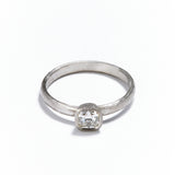 D Shaped Platinum Cushion Cut Diamond Ring