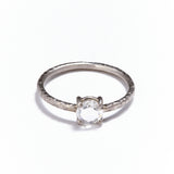 Pinched Platinum Claw Set Rose Cut Diamond Ring