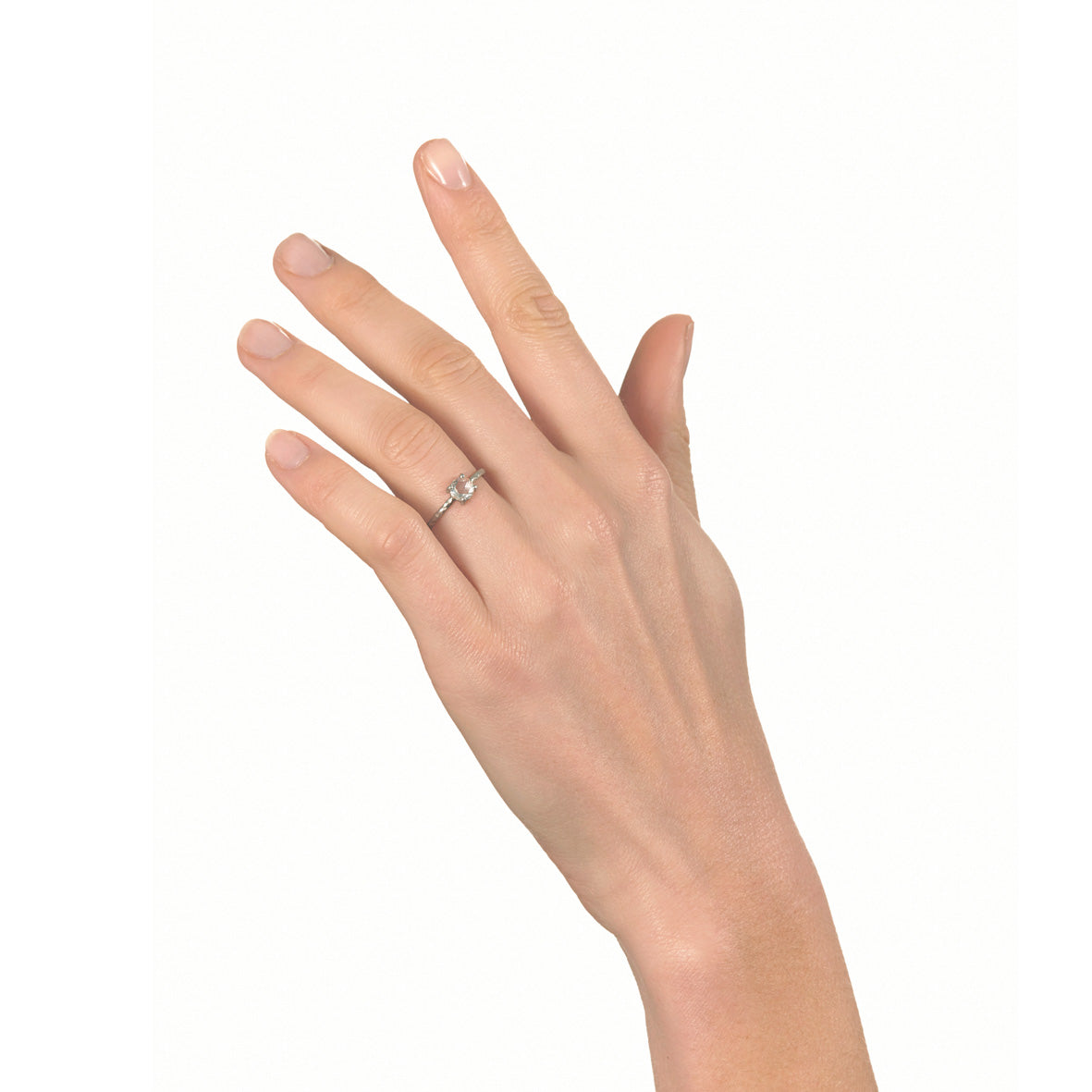 Pinched Platinum Claw Set Rose Cut Diamond Ring