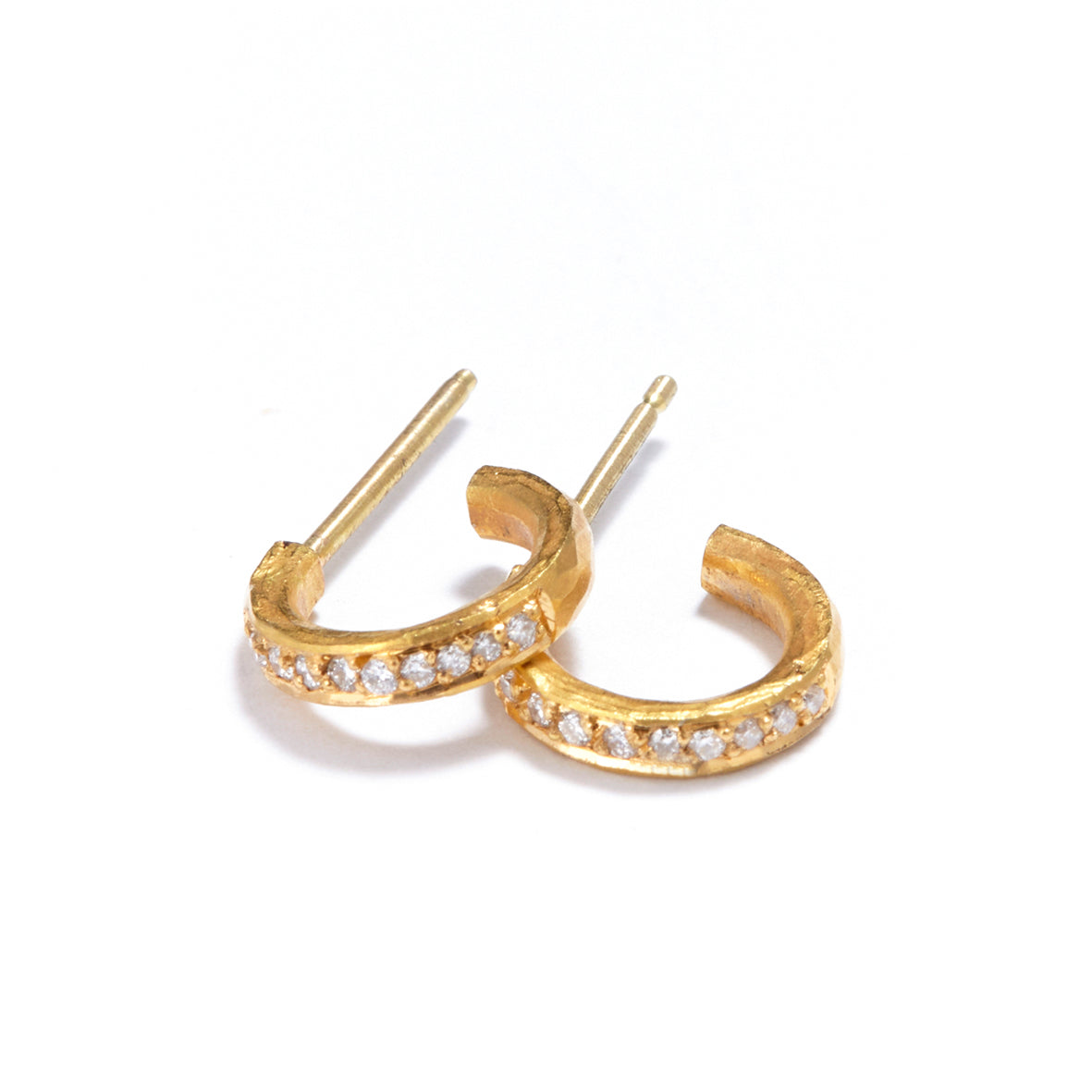 Gold Hoop Channel Set Diamond Earrings