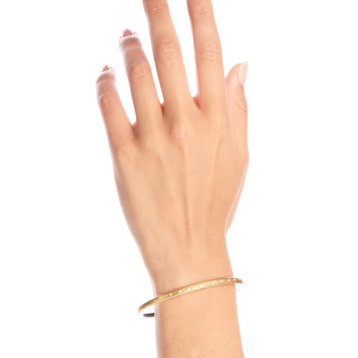 4mm Silver and Gold with 9 Diamonds Bangle