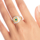 Silver and Gold Star Set Signet Ring