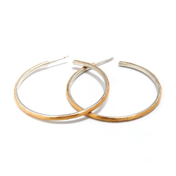 Large Silver and Gold Hoop Earrings