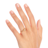 Pinched Gold Cognac Diamond Ring with Shoulder Diamonds