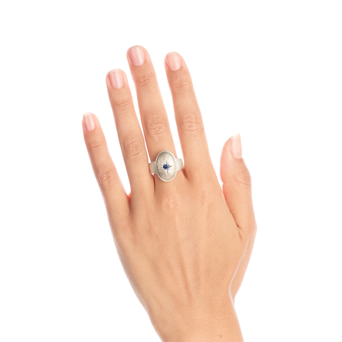 Silver and White Gold Oval Signet Ring