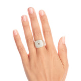 Hammered Silver Cognac Diamond Signet Ring