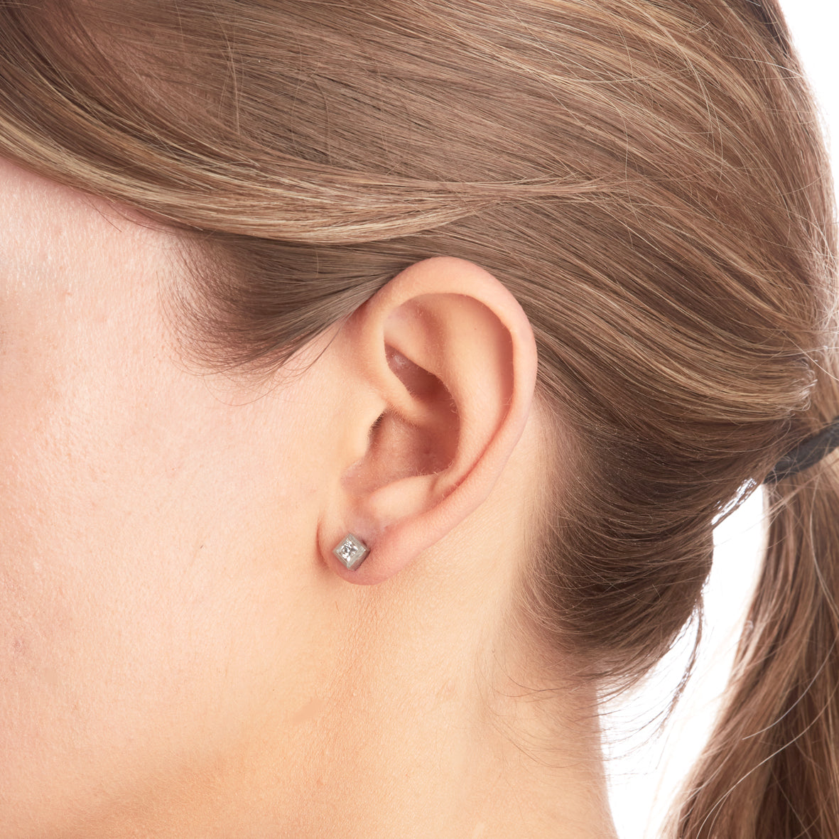 Platinum Princess Cut Diamond Earrings