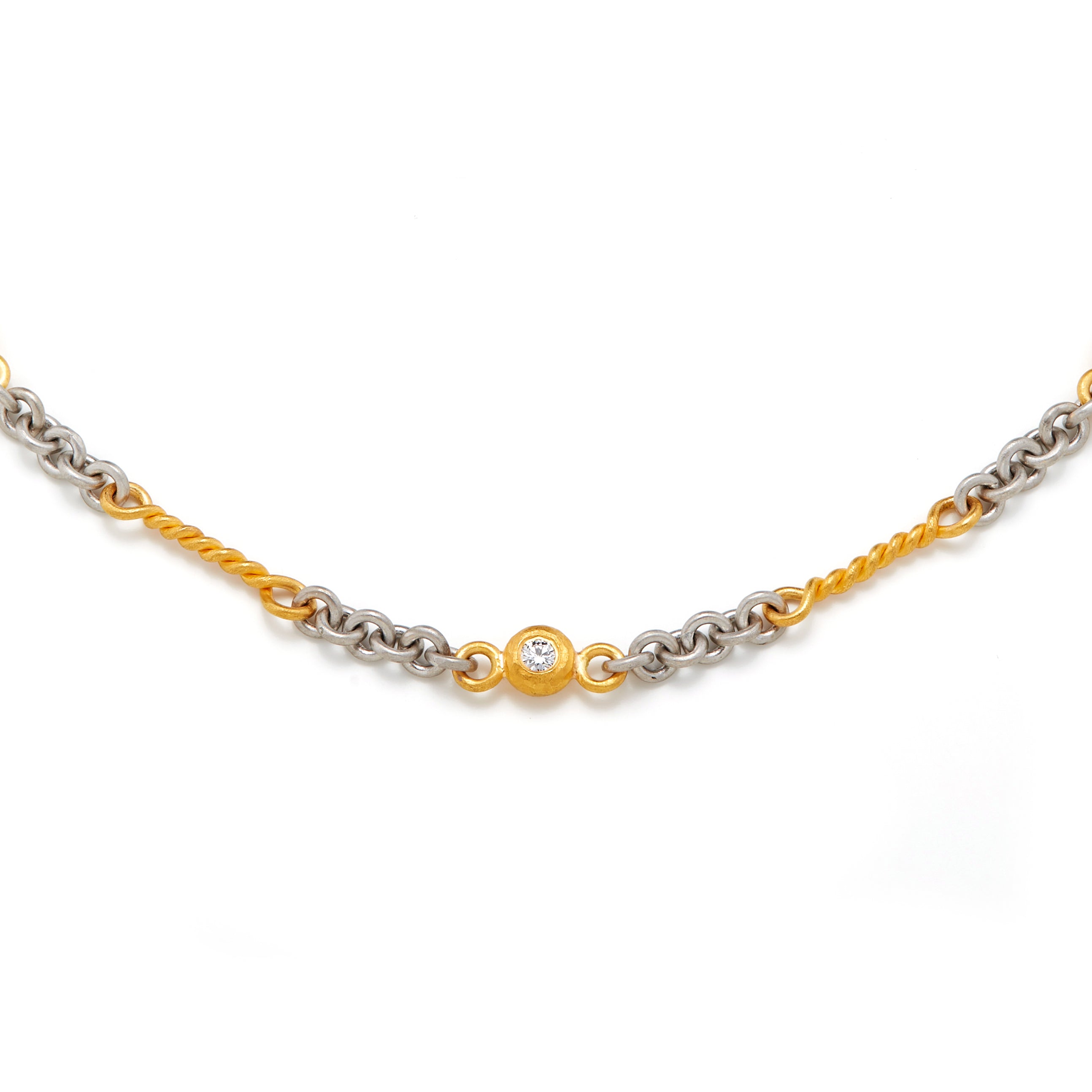 Mixed Platinum and Gold Necklace