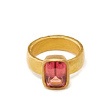 Wide Gold Pink Tourmaline Ring
