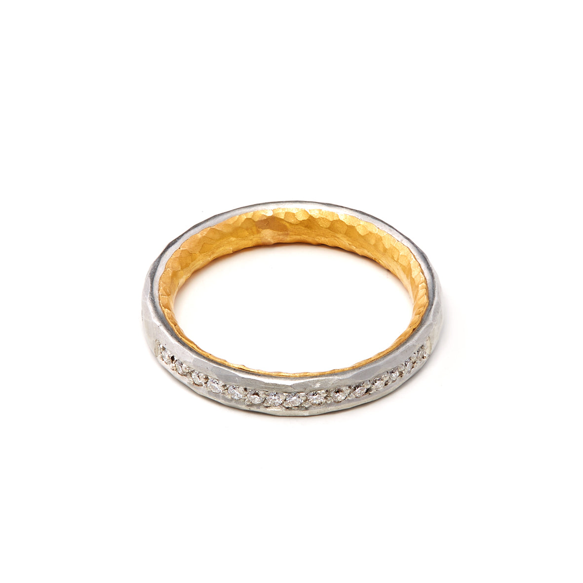 Mixed Platinum and Gold Channel Set Diamond Ring
