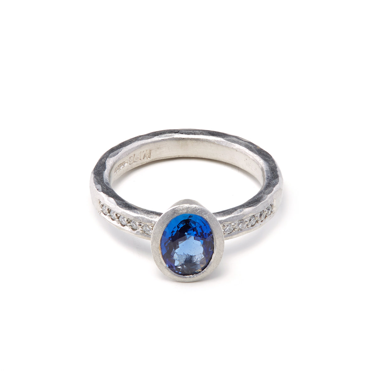 Platinum Oval Sapphire and Diamond Ring