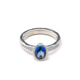 Platinum Oval Sapphire and Diamond Ring