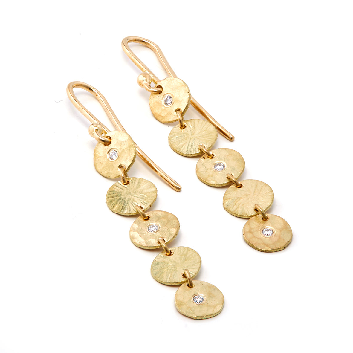 Gold Disc Drop Earrings